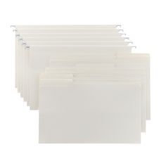 white file folders lined up on top of each other