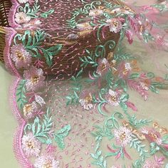 Gauze Luxurious Solid Floral Embroidered Lace Fabric for DIY | Etsy Embroidered Pink Dupatta For Summer, Pink Wedding Dress With Embroidered Border, Spring Embroidered Pink Dupatta, Chrysanthemum Bouquet, Prom Dress Lace, Kid Dress, Etsy Fabric, Embroidered Lace Fabric, Prom Dresses Lace