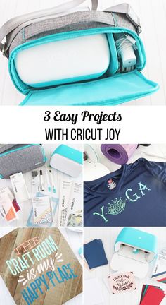 three easy projects with cricut joy in the middle and on the bottom, there is