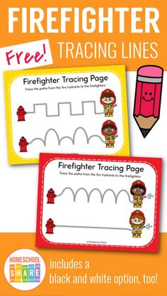 the firefighter tracer worksheet is shown in three different colors and styles