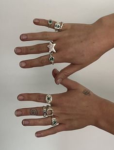 Sterling Silver Aesthetic, Etsy Silver Rings, Silver Rings Hand, Statement Jewelry Silver, 90s Silver Jewelry, Silver Ring Collection, Silver Ring Chunky, Funky Rings Silver, Eclectic Silver Jewelry