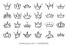 a set of hand drawn crowns