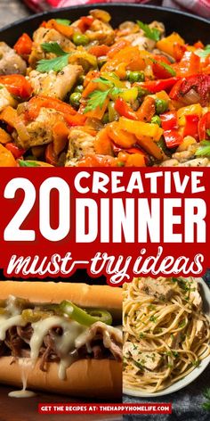 this is an image of a meal with text overlay that reads 20 dinner must try ideas