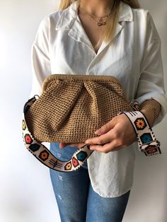 Raffia Clutch Bag with High Quality Adjustable Bag Straps Upgrade your handbag with our vibrant and versatile colorful crossbody strap. Designed to add a pop of color and style, this colorful shoulder/crossbody strap is the perfect accessory for your favorite bags. ✅I made this beautiful clutch from natural paper rope which is organic cotton. ✅The interior of the straw summer bag is fully lined with cotton and has a hidden metal lock. A lining of the appropriate color is sewn into the crochet ra Straw Pouch, Raffia Clutch, Adjustable Bag Strap, Natural Paper, Adjustable Bag, Bag Summer, Raffia Bag, Summer Bag, Bag Straps