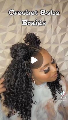 Crochet Ideas Hairstyles, Braided Crochet Hairstyles, Boho Braids Crochet, Medium Boho Box Braids, Crochet Boho Braids, Boho Crochet Braids, Bohemian Crochet Braids