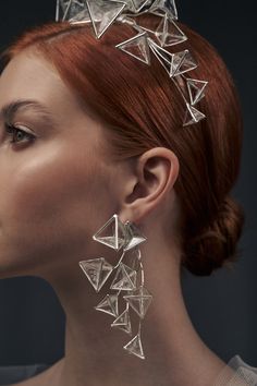 Triangle Earring Silver Geometric Earring Modern Wedding - Etsy Turkey Bohemian Wedding Earrings, Mermaid Headpiece, Silver Headpiece, Geometric Silver Jewellery, Boho Bridal Headpiece, Earring Bridal, Festival Headpiece, Leaf Headpiece, Silver Head Piece