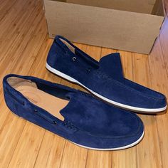 Clarks Morven Sun Navy Slip Ons Size 13. New And Never Worn. Comes With Original Box. Comes From A Smoke Free Pet Friendly Home. Navy Leather Casual Slip-ons, Casual Navy Suede Loafers, Blue Casual Slip-on Loafers, Navy Leather Slip-ons Casual Style, Casual Blue Suede Slip-ons, Blue Casual Loafers With Cushioned Footbed, Men's Clarks, Shoes Color, Clarks Shoes