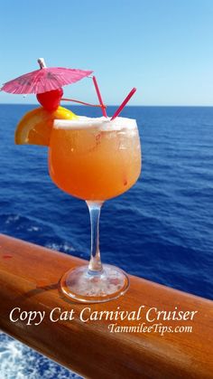 a drink on the deck of a cruise ship