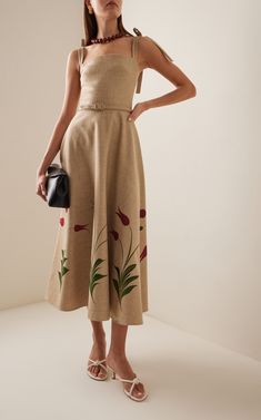 Leather Skirts, Tulip Print, Linen Style, Printed Canvas, Spring Summer Outfits, Fancy Dresses, Pre Fall, Dress Pattern, Moda Operandi