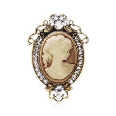 PRICES MAY VARY. VINTAGE CAMEO BROOCH: A beautiful cameo brooch featuring enamel lady maiden in a filigree frame with floral, and crystal rhinestone detail on a metal alloy base. VARIOUS STYLES: There are lots of different styles elegant beauty cameo pins for chosen, vintage design and also pearl design. MATERIAL: This versatile brooch is made of zinc alloy, and with shiny crystals, antique plating makes it very vintage and gorgeous. OCCASION: The antique cameo brooch is designed for everyday we Amazing Christmas Gifts, Brooch Fashion, Victorian Lady, Vintage Cameo, Pearl Design, Cameo Brooch, Crystal Brooch, Prom Night, Vintage Elegant