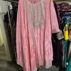 Pink Beautiful Embroidery Suit In 2xl Size Embroidery Suit, Pakistani Suit, Pakistani Suits, Embroidery Suits, Beautiful Embroidery, Pink Ladies, Wedding Dresses, Embroidery, Womens Dresses