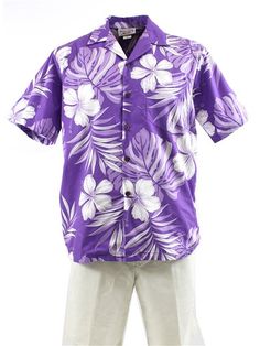 Pacific Legend Hibiscus & Monstera Purple Cotton Men's Hawaiian Shirt Cheap Multicolor Hawaiian Shirt With Button Closure, Cheap White Hawaiian Camp Shirt, Cheap Hawaiian Shirt With Hibiscus Print, Cheap Green Hawaiian Shirt With Button Closure, Cheap Hawaiian Shirt For Summer, Cheap Casual Blue Hawaiian Shirt, Cheap Green Tropical Hawaiian Shirt, Affordable Blue Hawaiian Shirt, Cheap Blue Graphic Print Hawaiian Shirt