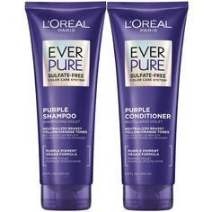 You don't have to choose between protecting the color you love and caring for your hair needs. Your beautiful blonde hair can also get brassy. Elevate your hair care routine, EverPure Sulfate Free Purple Shampoo & Conditioner with Hibiscus and Purple Dye corrects brassy yellow to orange tones while leaving your hair moisturized and brighter. Color-treated hair requires special care. Our colorists validated formulas are especially gentle on color treated hair. 100% Sulfate Free shampoo and condit Best Purple Shampoo, Purple Conditioner, Shampoo For Gray Hair, Brassy Hair, Purple Shampoo And Conditioner, Shampoo And Conditioner Set, Toning Shampoo, Orange Tones, Moisturizing Conditioner