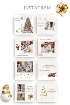 the instagram christmas card is displayed on a white background with gold ribbon and decorations