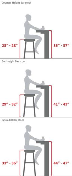 the height of a stool is shown in three different positions, with one person sitting on it