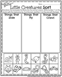 a printable worksheet for little creatures sort