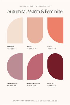 Autumnal, Warm and Feminine Colour Palette for Your Brand and Squarespace Website Muted Feminine Color Palette, Warm Feminine Color Palette, Romantic Colour Palette, Color Palette Feminine, Feminine Colour Palette, Feminine Colours, Romantic Color Palette, Feminine Interior, Feminine Color Palette