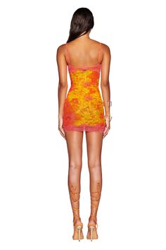 Gia Dress, Clubbing Outfit, Orange Mini Dress, Orange Neon, I Am Gia, Ab Workout, Lace Hem, 80 Dress, Festival Dress