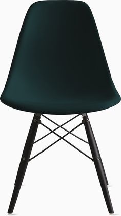 a dark green chair with black legs