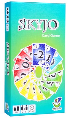 the skyo card game is shown in front of a green box with numbers on it