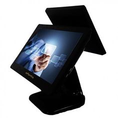 a person touching the screen on a tablet