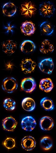 an array of glowing circles on a black background