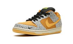 The Nike SB Dunk Low “Safari” draws from the bold early-2000s pattern used by atmos on its now-classic Air Max 1 collaboration with Nike.  The “Safari” Dunk Low functions as an ode to the atmos x Air Max 1 “Safari” and recreates the beloved styling of the original down to the safari leather overlays found on the upper and mismatching yellow and green Swooshes that appear on the lateral and medial panels.  A durable brown canvas toe, an embroidered black mini Swoosh on the forefoot, and brown sue Nike X Travis Scott, Nike Sb Dunk Low Pro, Nike Sb Dunk Low, Baskets Nike, Dunks Nike, Sb Dunk Low, Nike Sb Dunks Low, Nike Sb Dunk, Nike Dunk High