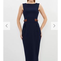 New With Tags. Sold Out Online! Chic Navy Midi Dress For Work, Chic Navy Midi Dress For Office, Navy Midi Length Dresses For Office, 4 Dresses, Karen Millen, Blue Brown, Dresser, Midi Dress, Size 4