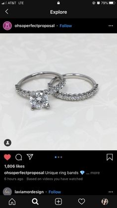 two wedding rings are shown on the instagramture page, and one is being used as an engagement ring