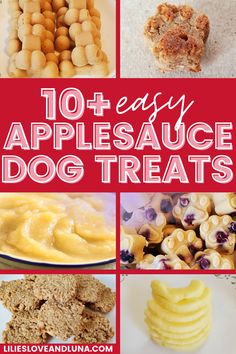 the top ten appleauce dog treats are shown in this collage with text overlay