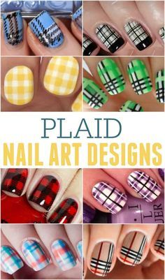 Plaid Nail Designs, Plaid Nails, Cute Nail Art Designs, Simple Nail Art Designs, Best Nail Art Designs, Toe Nail Designs, Fall Nail Art, Beautiful Nail Designs