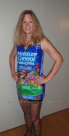 a woman in tights is standing with her hands on her hips and holding a bag of moisture control