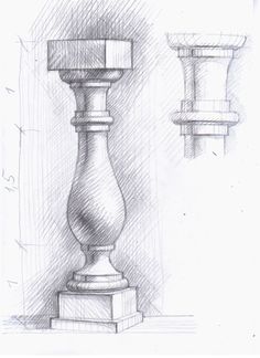 a pencil drawing of two vases next to each other