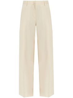 cream white wide leg belt loops hook and zip fly fastening two rear welt pockets slip pockets to the sides Uzun Boy, Cream Trousers, Trousers White, Leg Belt, Yoko London, Fantasy Gowns, City Dress, Casual Clothes, Summer Beach Wear