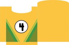 the number five is placed on top of an empty yellow paper bag with green stripes