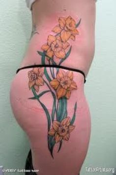 Daffodil Tattoo Ideas, Daffodil Flower Tattoo, Daffodil Flower Tattoos, Tattoo Rib, Daffodil Tattoo, 3 Tattoo, Daffodil Flower, Time Tattoos, Rib Tattoo