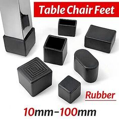 rubber table chair feet and bases set of 10mm - 100mm x10mm