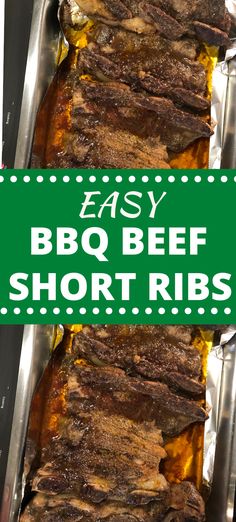 bbq beef short ribs in foil with text overlay