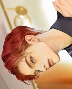 a digital painting of a woman with red hair