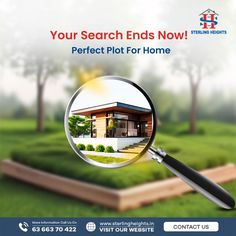 a magnifying glass with the words perfect plot for home in front of a house