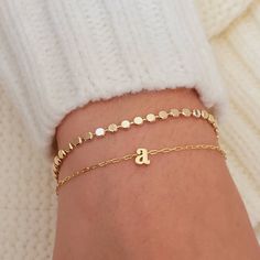 "Dainty Bracelet Set / Initial Bracelet / Dot Bracelet / Layering Bracelet / Delicate Bracelet / Layered Bracelet / Bridesmaid Bracelet 💖 New Arrival Sold as a set These 18K Gold Filled bracelets are a necessary accessory in your daily combination, they are simply delicate and resistant, they will become part of you! You will love them Our Set of Thin but Resistant Bracelets, made on a stainless steel base with three layers of 18K Gold Filled, will be your ideal combination to wear every day wi Metal Bead Bracelet, Bracelet Layering, Preppy Jewelry, Bracelet Initial, Geometric Bracelet, Jewelry Accessories Ideas, Dainty Bracelet, Bridesmaid Bracelet, Jewelry Lookbook