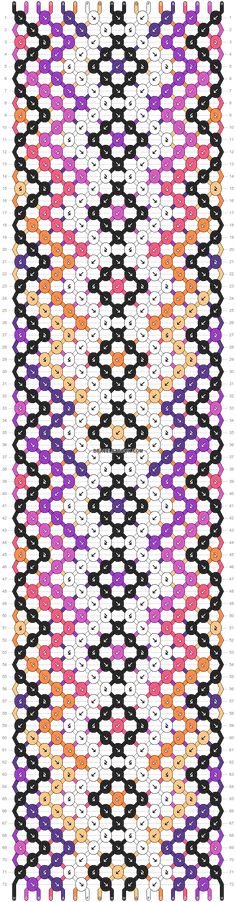 an image of a cross stitch pattern in purple, orange and pink colors on white