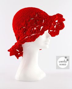 Red Brimmed Crochet Hat For Summer, Summer Crochet Cap For Beach, Red Curved Brim Crochet Hat For Summer, Red Crochet Hat With Curved Brim For Summer, Summer Beach Crochet Cap, Summer Crochet Beach Cap, Red Beach Cap, Red Brimmed Crochet Hat For Beach, Red Wide Brim Crochet Hat For Summer