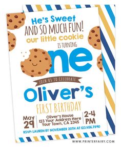 a birthday party card with cookies on it