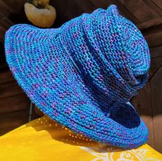 Crochet raffia straw sun hat made of 100% high quality turkish raffia yarn "Fibra natura raffia " by hands. Blue Summer Straw Hat For Festivals, Lightweight Blue Wide Brim Straw Hat, Blue Lightweight Wide Brim Straw Hat, Lightweight Blue Straw Hat With Curved Brim, Blue Wide Brim Straw Hat For Festivals, Blue Woven Straw Hat For Beach, Blue Fedora Straw Hat For Festival, Bohemian Blue Sun Hat With Curved Brim, Adjustable Blue Crochet Hat For Beach