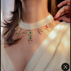 #pearlchoker Indian Necklace Gold, Vintage Indian Jewelry, Long Pearl Necklace, Indian Wedding Jewelry Sets, Neck Pieces Jewelry, Necklace Set Indian, Antique Jewellery Designs