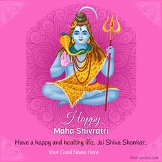 hindu greeting card with the image of lord maa shivratri on pink background