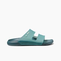 Men's Oasis Double Strap Water Friendly Sandal in Ether | REEF® Beach Slides With Ortholite Insole And Open Toe, Green Synthetic Flip Flops For Outdoor, Sporty Open Toe Sandals For Beach, Green Synthetic Slides For The Beach, Comfortable Slip-on Sandals For Water Sports, Outdoor Open Toe Slides With Textured Footbed, Green Slide Sport Sandals For Vacation, Green Slide Sport Sandals For Outdoor, Green Open Toe Flip Flops For Outdoor