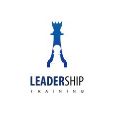 the logo for a training program with a chess piece on it's head and words leading