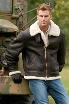 Men's Classic Sheepskin B-3 Bomber Jacket By Overland Sheepskin Co, http://www.overland.com/Products/Featured-Styles-701/PID-11900.aspx Flying Jacket, Rugged Men, Aviator Jacket, Sheepskin Jacket, Sheepskin Coat, Mens Winter Coat, Men's Leather Jacket, Aviator Jackets, Jackets Men Fashion